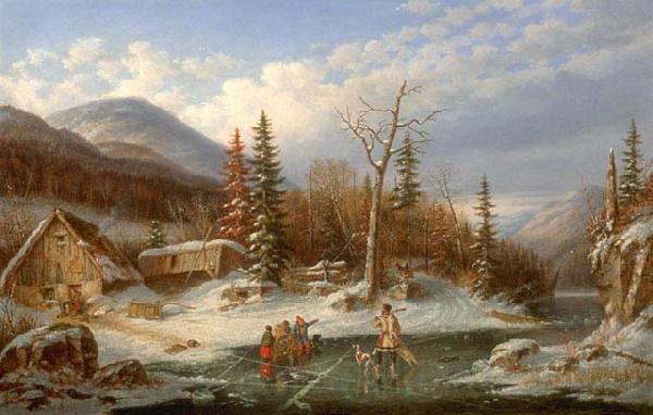 Cornelius Krieghoff Winter Landscape, Laval France oil painting art